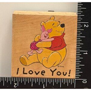 ALL NIGHT MEDIA DISNEY 997-F03 POOH I LOVE YOU WOOD MOUNTED RUBBER STAMP HUG